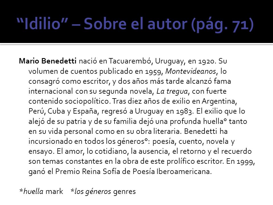 Idilio – Sobre el autor (pág. 71)