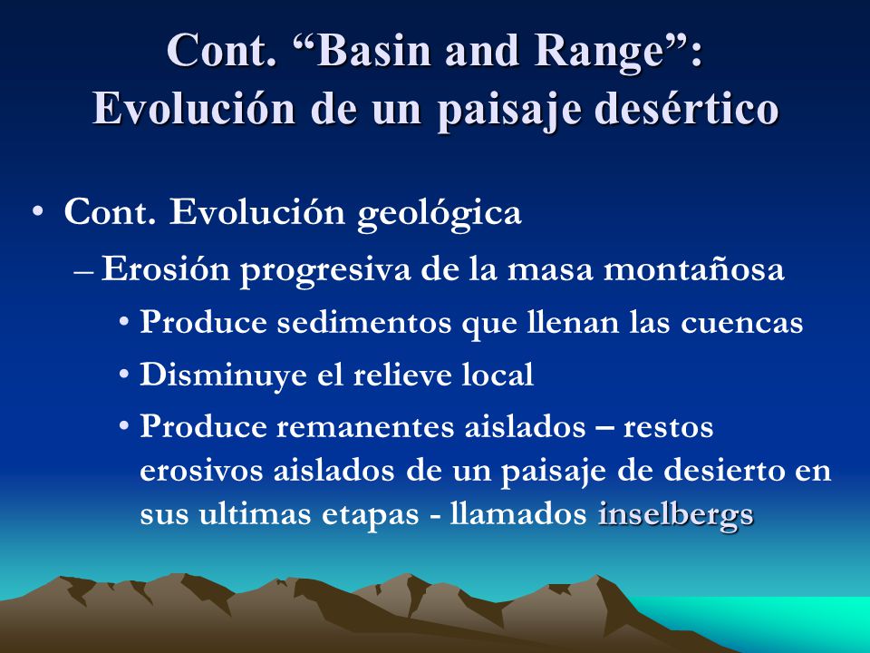Cont. Basin and Range : Evolución de un paisaje desértico