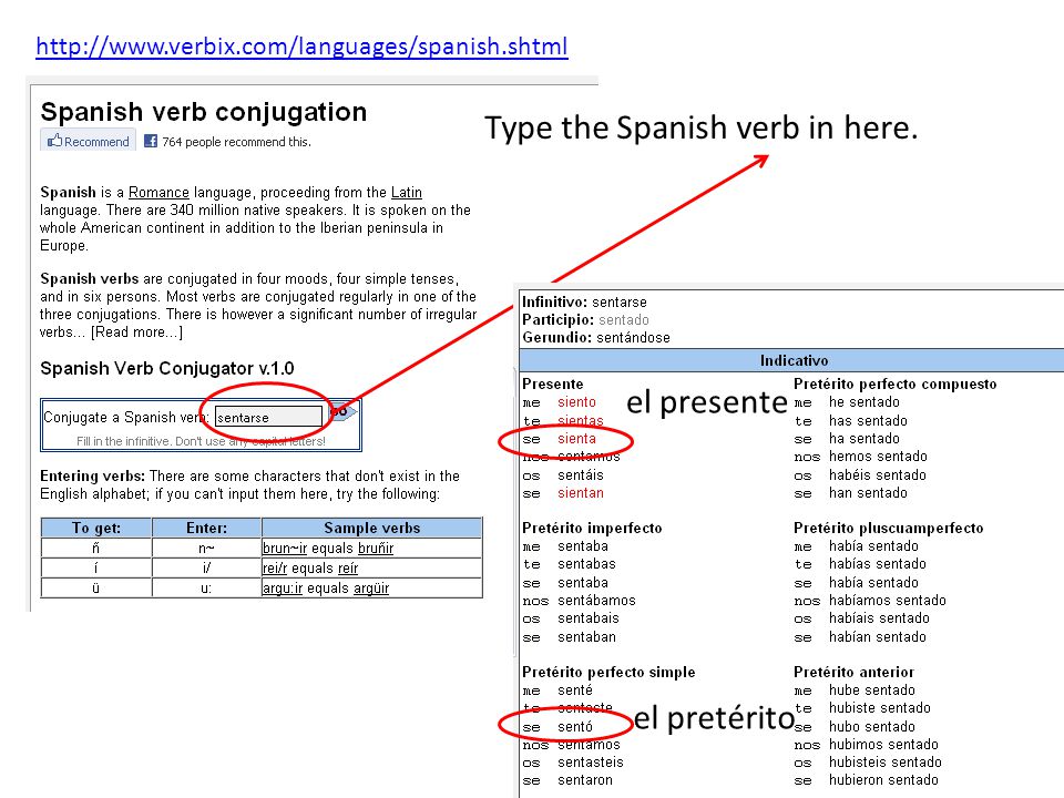 Type the Spanish verb in here.