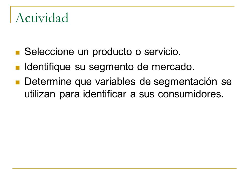 Actividad Seleccione un producto o servicio.