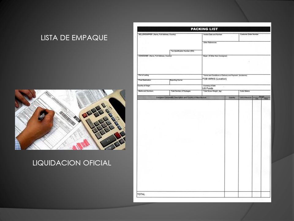 LISTA DE EMPAQUE LIQUIDACION OFICIAL