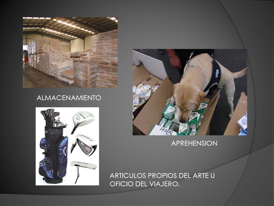 ALMACENAMIENTO APREHENSION ARTICULOS PROPIOS DEL ARTE U OFICIO DEL VIAJERO.