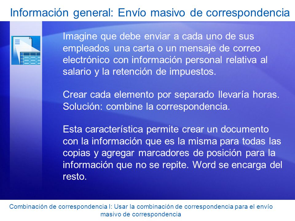 Información general: Envío masivo de correspondencia
