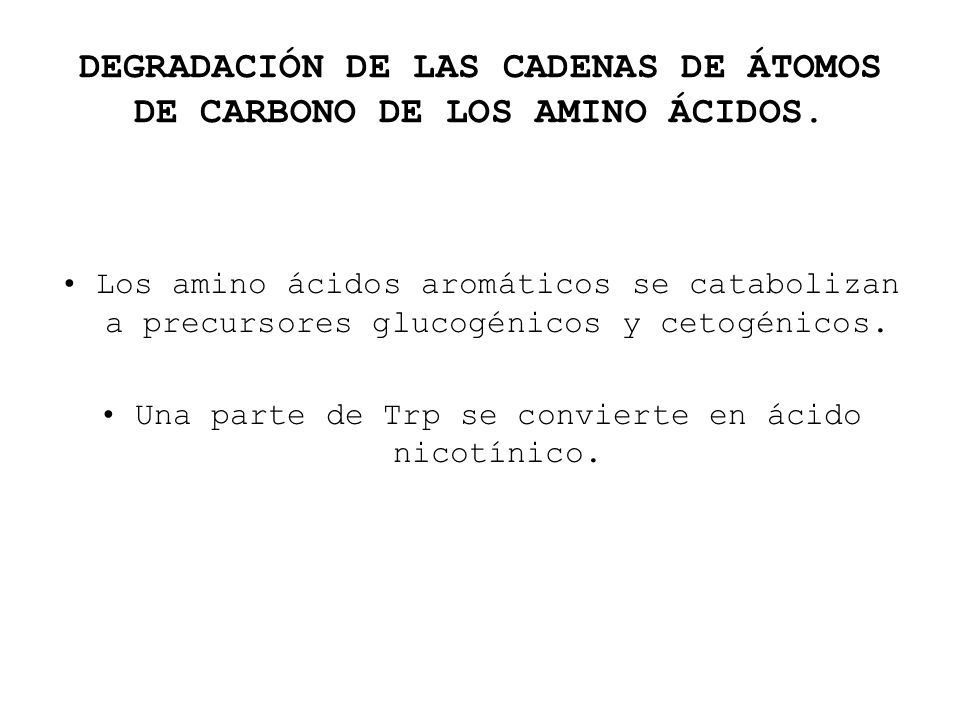 DEGRADACIÓN DE LAS CADENAS DE ÁTOMOS DE CARBONO DE LOS AMINO ÁCIDOS.