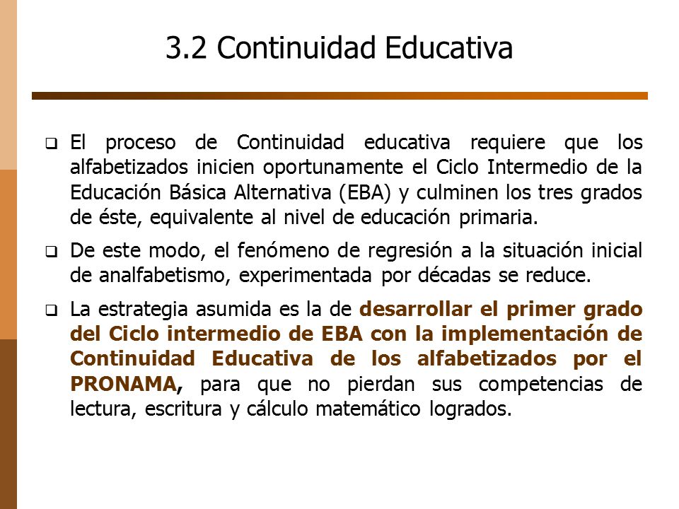 3.2 Continuidad Educativa