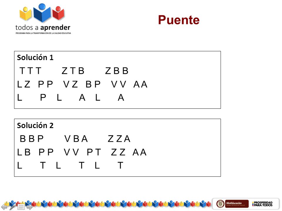 Puente T T T Z T B Z B B L Z P P V Z B P V V A A L P L A L A