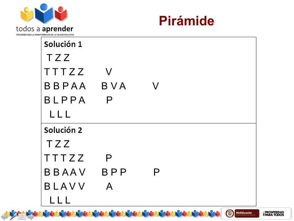 Pirámide T Z Z T T T Z Z V B B P A A B V A V B L P P A P L L L T Z Z