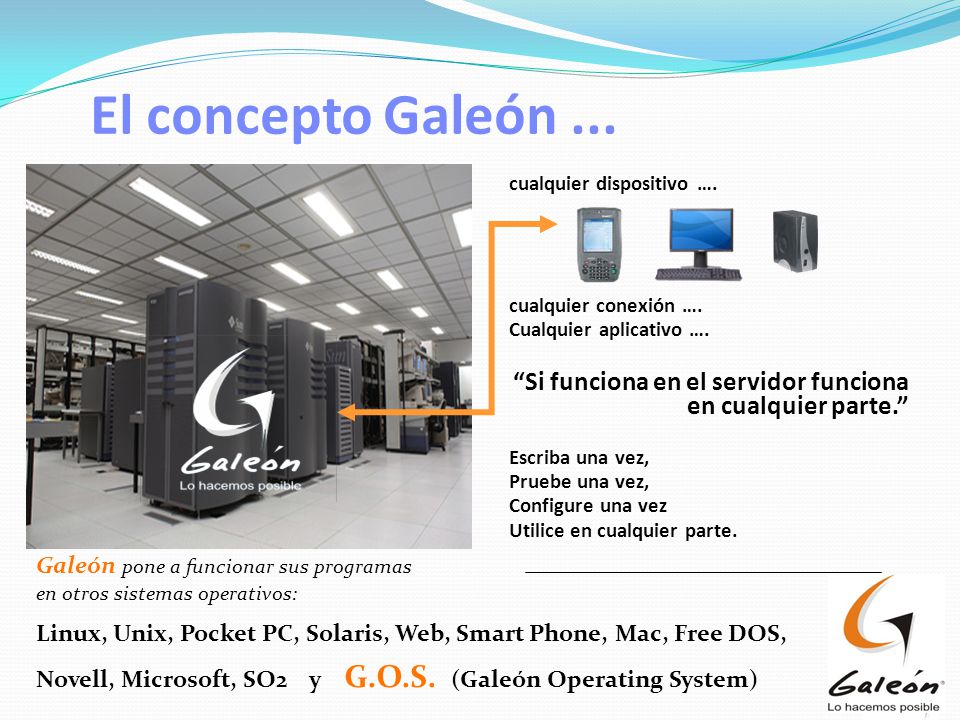 El concepto Galeón ... cualquier dispositivo …. cualquier conexión …. Cualquier aplicativo ….