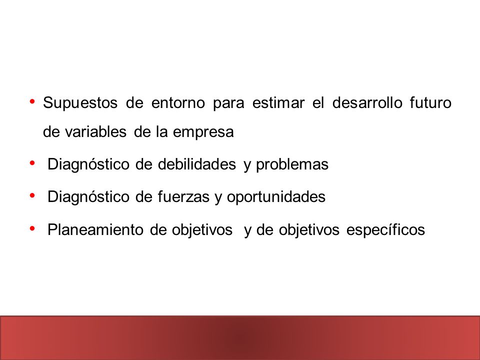 Supuestos de entorno para estimar el desarrollo futuro de variables de la empresa