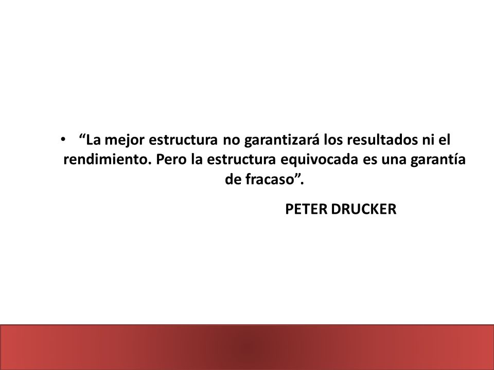 La mejor estructura no garantizará los resultados ni el rendimiento