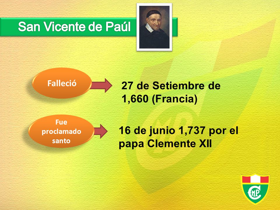 San Vicente de Paúl 27 de Setiembre de 1,660 (Francia)