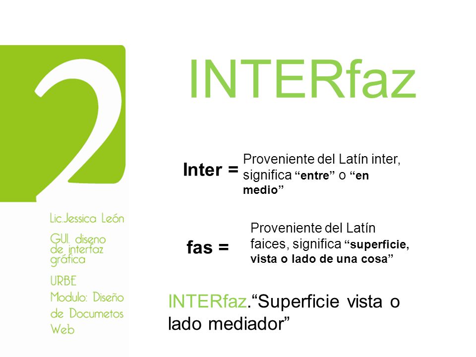 INTERfaz Inter = fas = INTERfaz. Superficie vista o lado mediador