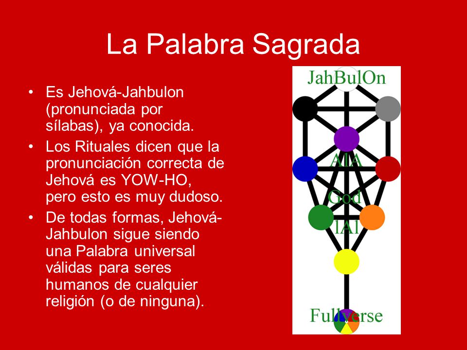 La Palabra Sagrada Es Jehová-Jahbulon (pronunciada por sílabas), ya conocida.