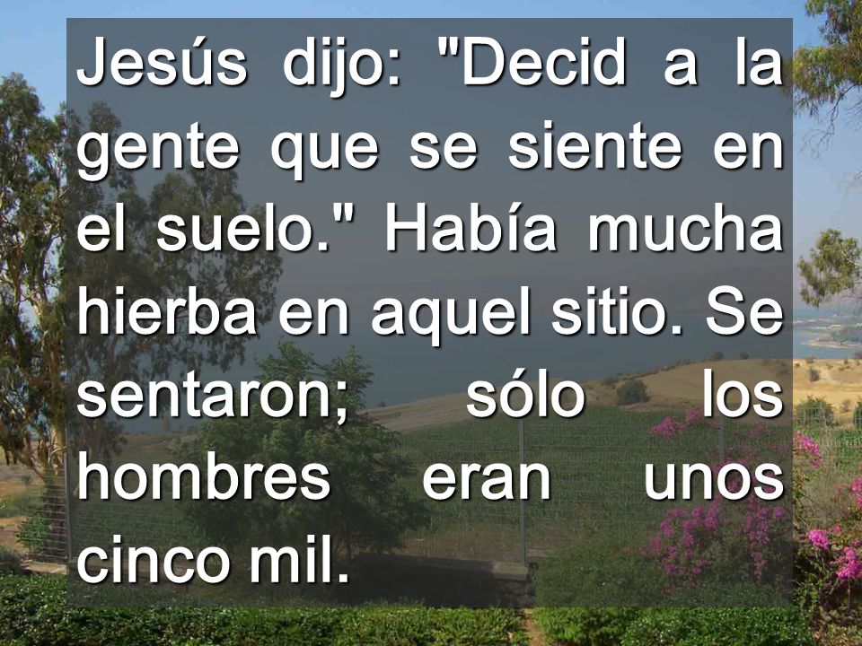 Jesús dijo: Decid a la gente que se siente en el suelo