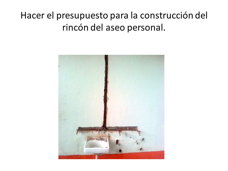 Hacer el presupuesto para la construcción del rincón del aseo personal.