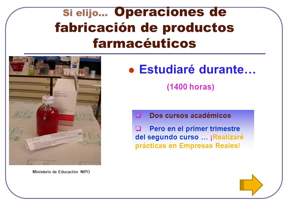 Si elijo… Operaciones de fabricación de productos farmacéuticos