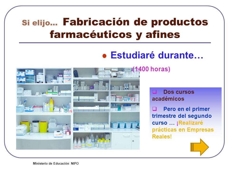 Si elijo… Fabricación de productos farmacéuticos y afines
