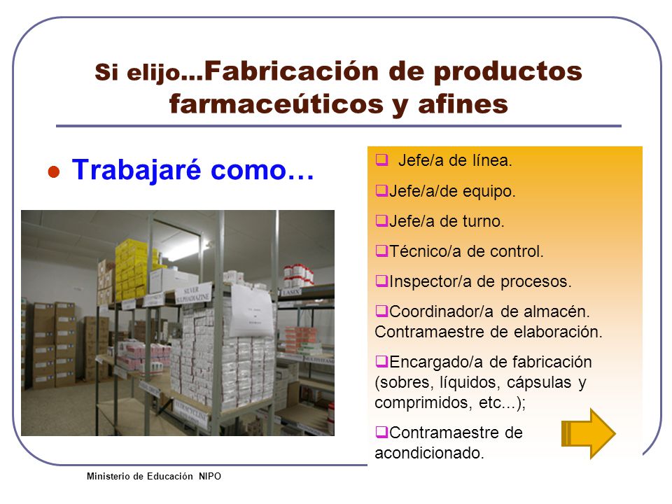Si elijo…Fabricación de productos farmaceúticos y afines