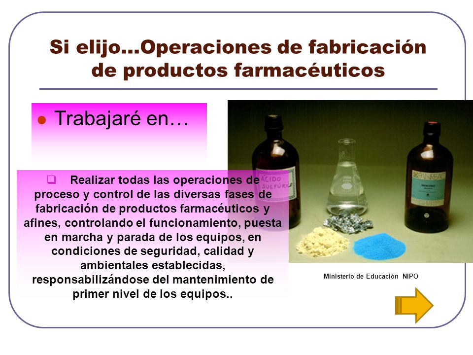 Si elijo…Operaciones de fabricación de productos farmacéuticos