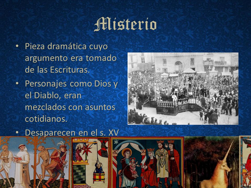 Misterio Pieza dramática cuyo argumento era tomado de las Escrituras.