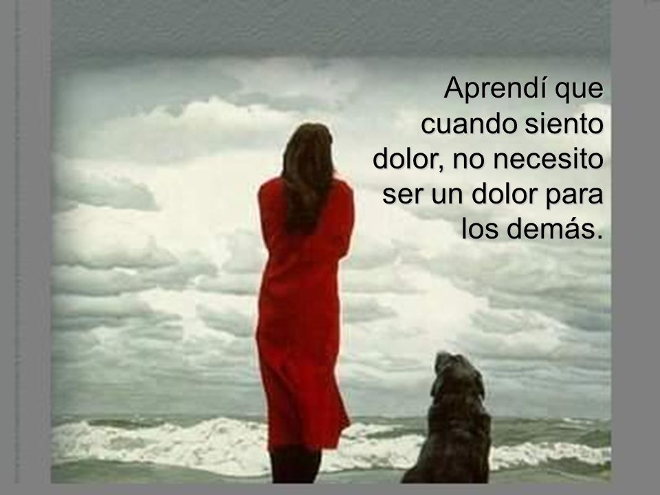 Aprendí que cuando siento dolor, no necesito ser un dolor para los demás.