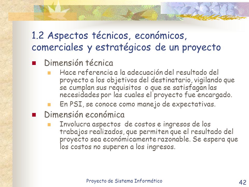1.2 Aspectos técnicos, económicos, comerciales y estratégicos de un proyecto