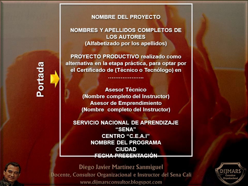 Portada NOMBRE DEL PROYECTO NOMBRES Y APELLIDOS COMPLETOS DE