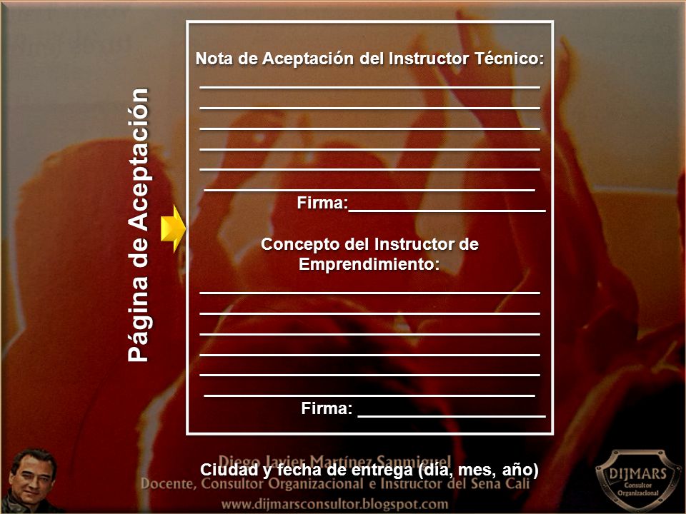 Página de Aceptación Nota de Aceptación del Instructor Técnico:
