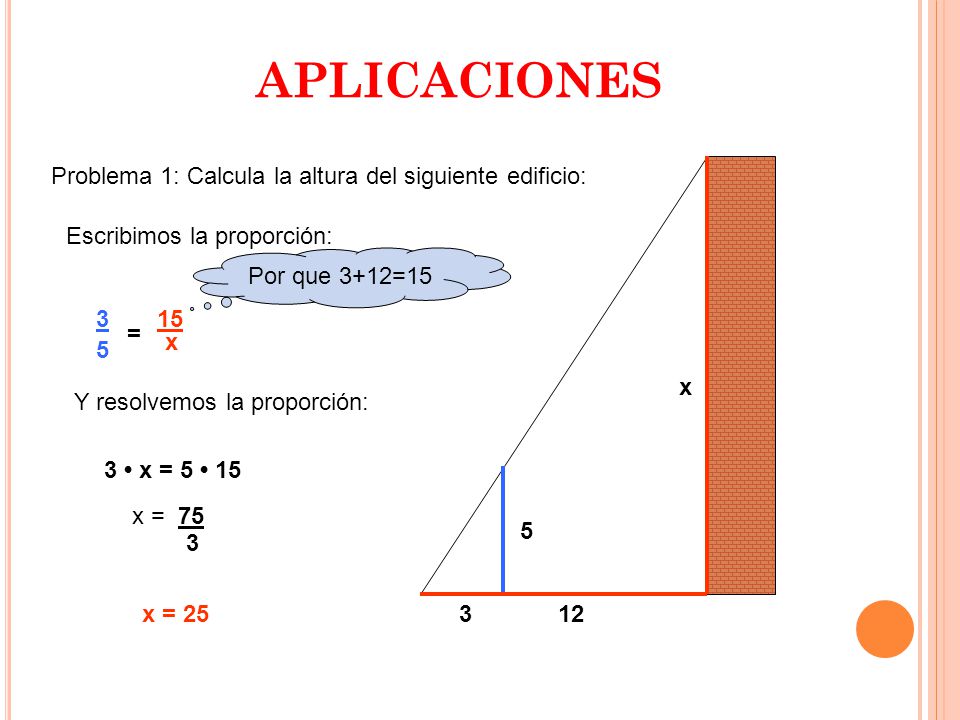 APLICACIONES Problema 1: Calcula la altura del siguiente edificio: x x