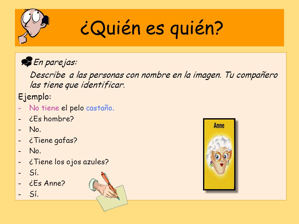 ¿Quién es quién En parejas: