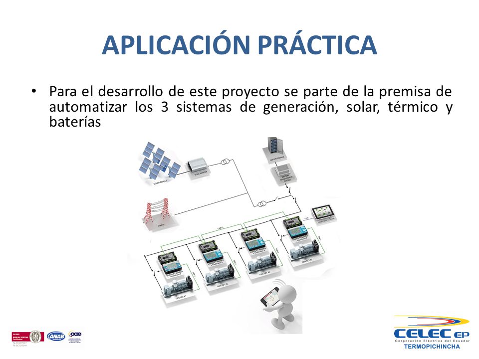 APLICACIÓN PRÁCTICA Para el desarrollo de este proyecto se parte de la premisa de automatizar los 3 sistemas de generación, solar, térmico y baterías.