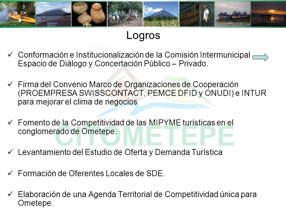 Logros Conformación e Institucionalización de la Comisión Intermunicipal Espacio de Diálogo y Concertación Público – Privado.