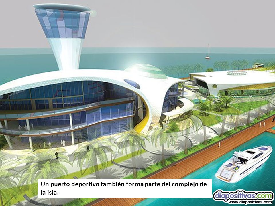 Un puerto deportivo también forma parte del complejo de la isla.