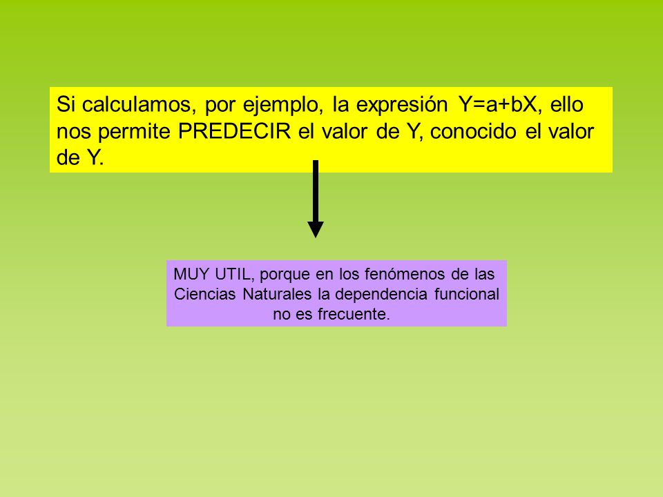 Si calculamos, por ejemplo, la expresión Y=a+bX, ello