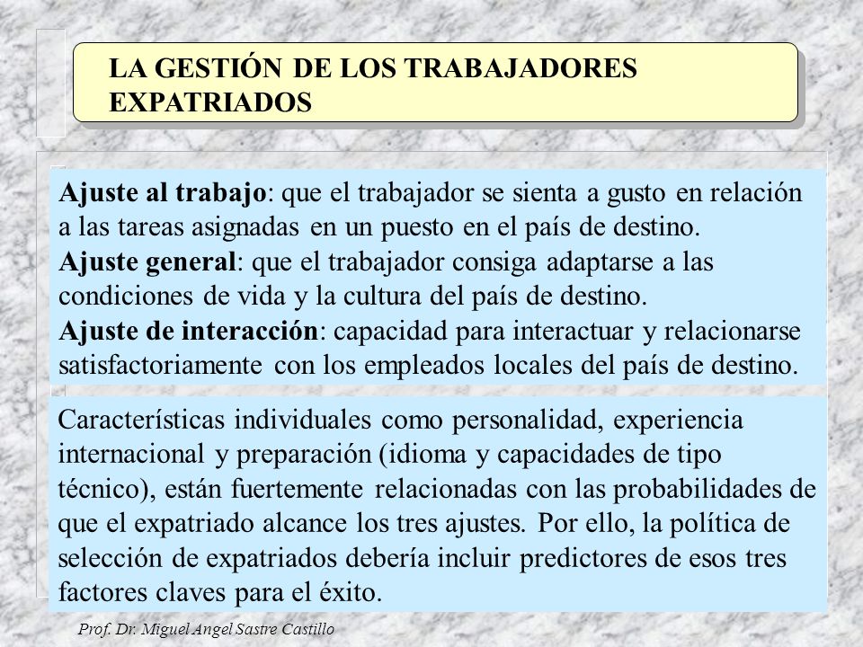 LA GESTIÓN DE LOS TRABAJADORES EXPATRIADOS