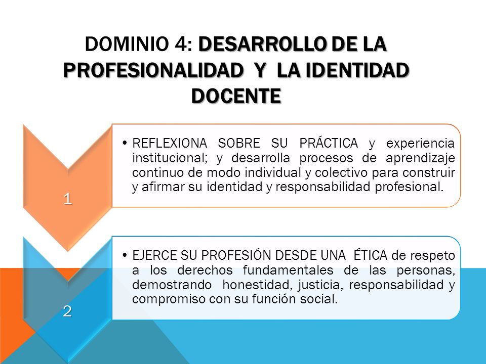 Dominio 4: Desarrollo de la profesionalidad y la identidad docente