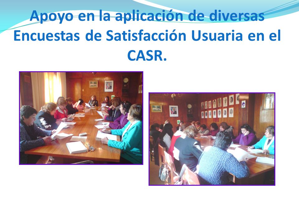 Apoyo en la aplicación de diversas Encuestas de Satisfacción Usuaria en el CASR.