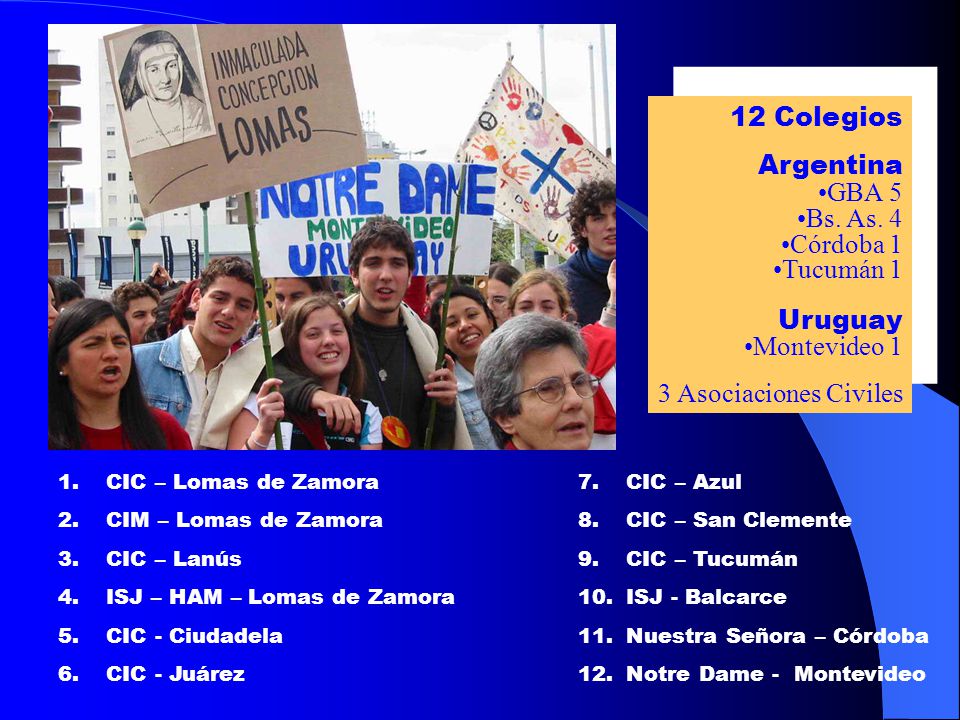12 Colegios Argentina GBA 5 Bs. As. 4 Córdoba 1 Tucumán 1 Uruguay