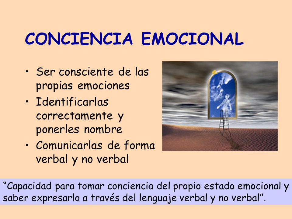 CONCIENCIA EMOCIONAL Ser consciente de las propias emociones