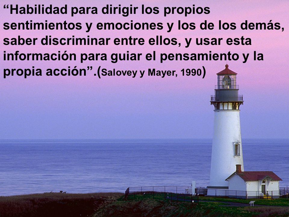 Habilidad para dirigir los propios sentimientos y emociones y los de los demás, saber discriminar entre ellos, y usar esta información para guiar el pensamiento y la propia acción .(Salovey y Mayer, 1990)