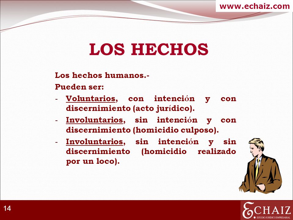 LOS HECHOS Los hechos humanos.- Pueden ser: