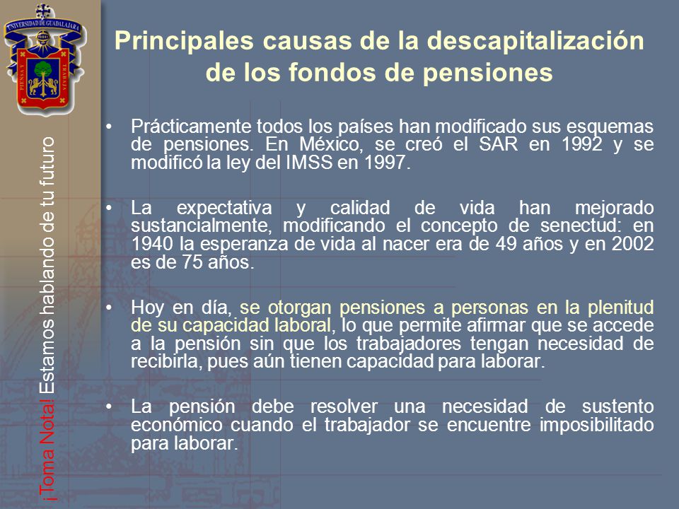 Principales causas de la descapitalización de los fondos de pensiones