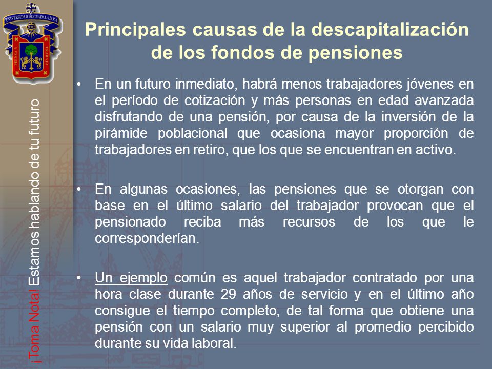 Principales causas de la descapitalización de los fondos de pensiones