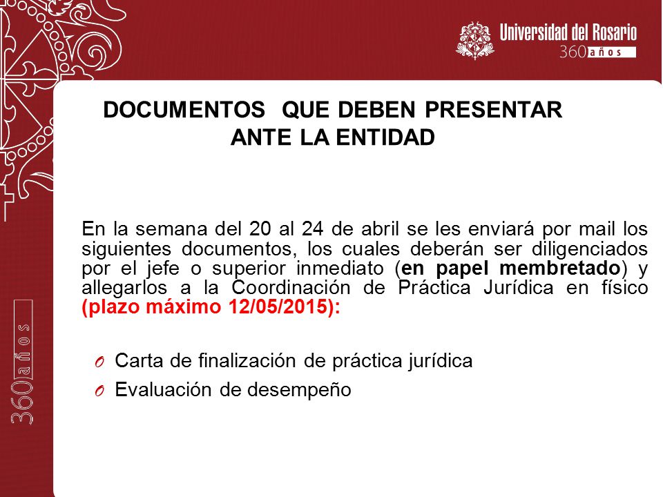 DOCUMENTOS QUE DEBEN PRESENTAR ANTE LA ENTIDAD