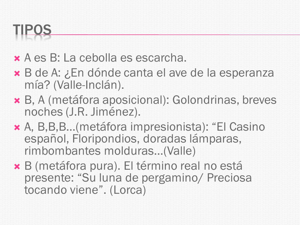Tipos A es B: La cebolla es escarcha.