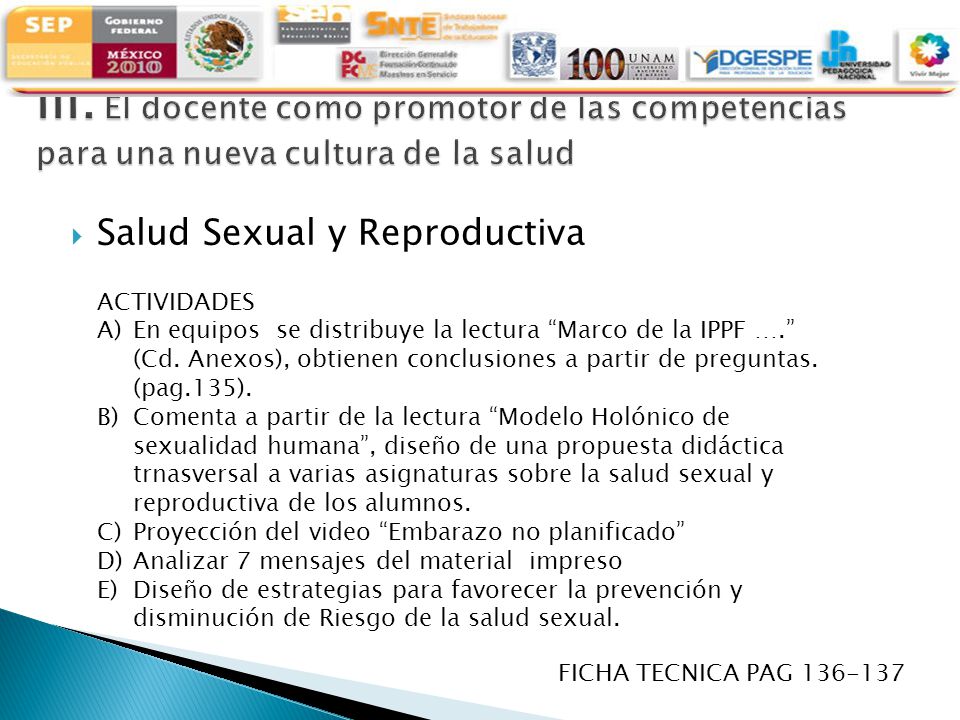 III. El docente como promotor de las competencias para una nueva cultura de la salud