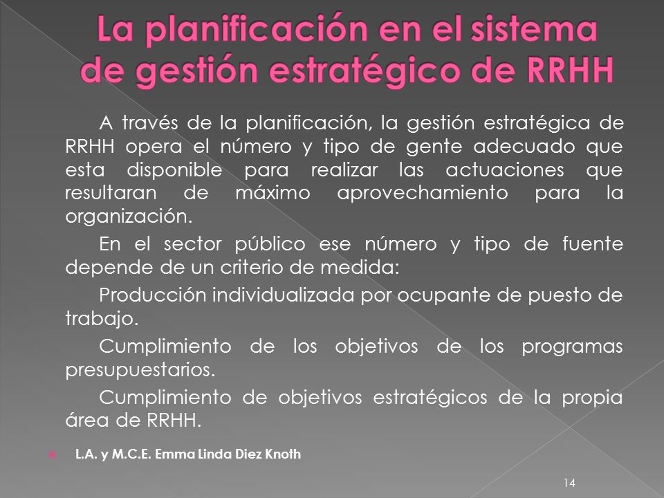 La planificación en el sistema de gestión estratégico de RRHH