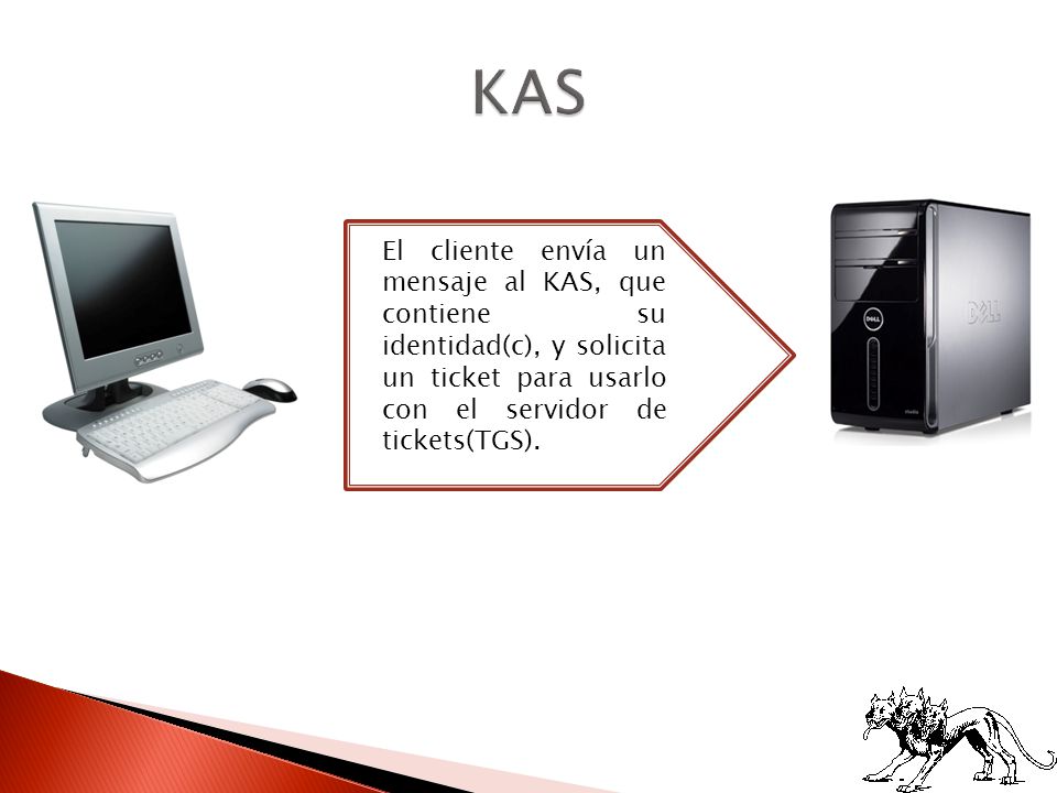 KAS El cliente envía un mensaje al KAS, que contiene su identidad(c), y solicita un ticket para usarlo con el servidor de tickets(TGS).