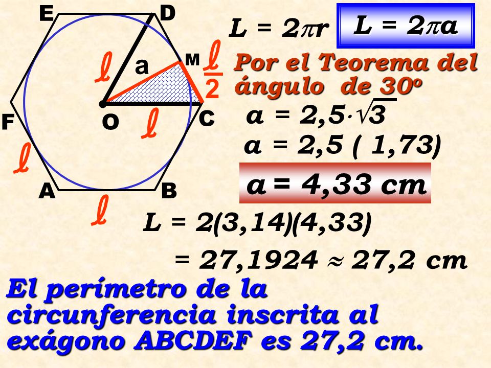 a = 4,33 cm L = 2a L = 2r a 2 a = 2,53 a = 2,5 ( 1,73)
