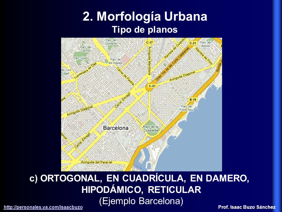 c) ORTOGONAL, EN CUADRÍCULA, EN DAMERO, Prof. Isaac Buzo Sánchez